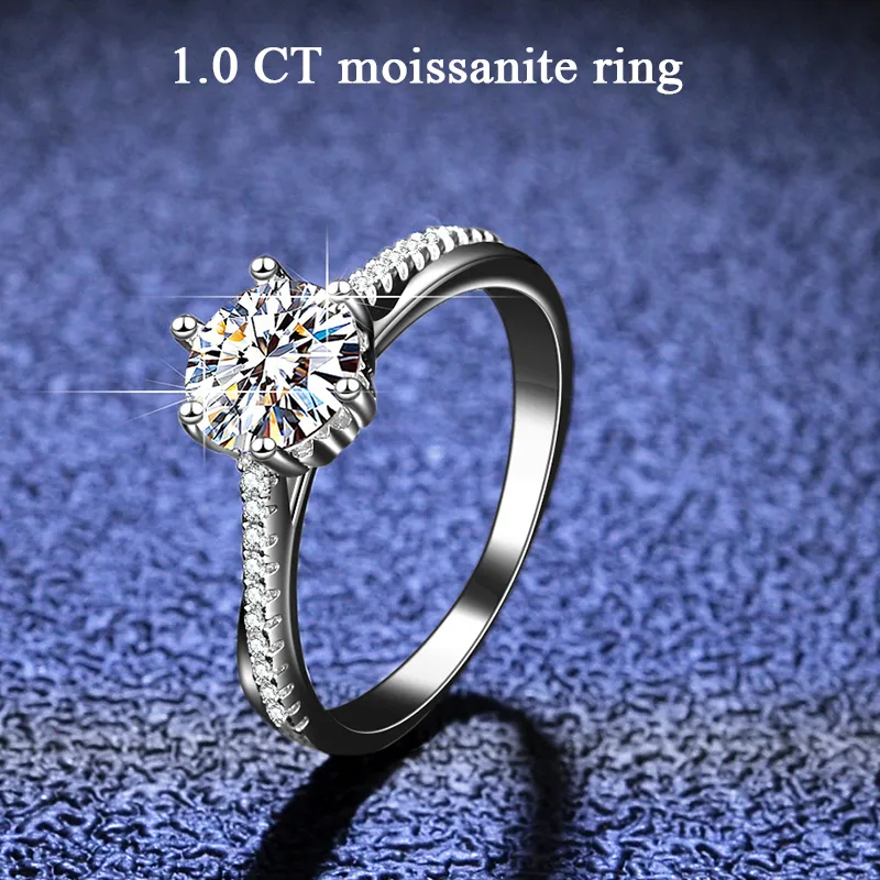 Anneaux de fiançailles 1CT 14K Bague de promesse en argent sterling en or sterling plaqué 028CT à moitié ensembles de mariée empilables 2208138597717