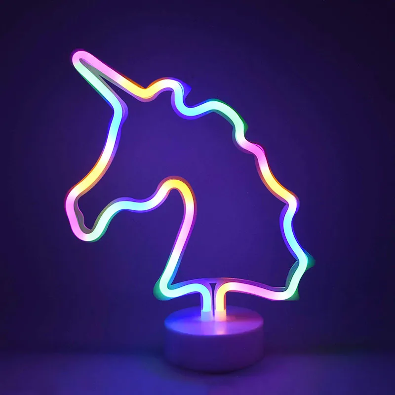 기타 이벤트 파티 용품 Flamingo Unicorn Neon Sign Led 야간 조명 램프 220823