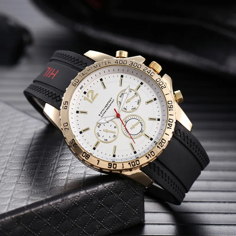 Berömda varumärkesur för män Luxury Big Dial Male Watch Silicone Band Quartz Wristwatches Sport Clock Hifig Reloj Hombre 220517