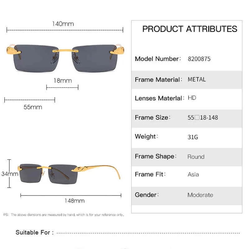 フレームレスメガネサングラス男性女性リムレス眼鏡フレーム処方レシピオリジナルBox287U付き光学メガネ