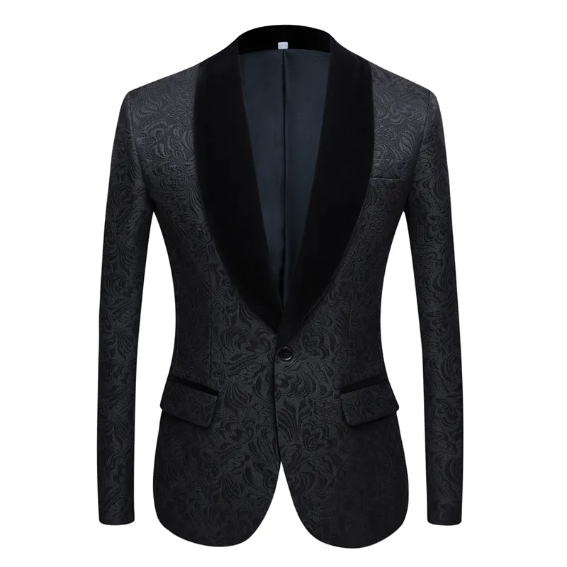 Fashion Red pink black white blue Men's Patterned Suit Slim Fit Groomsmen Tuxedos Blazers For Wedding shawl collar suit Jacket 220514