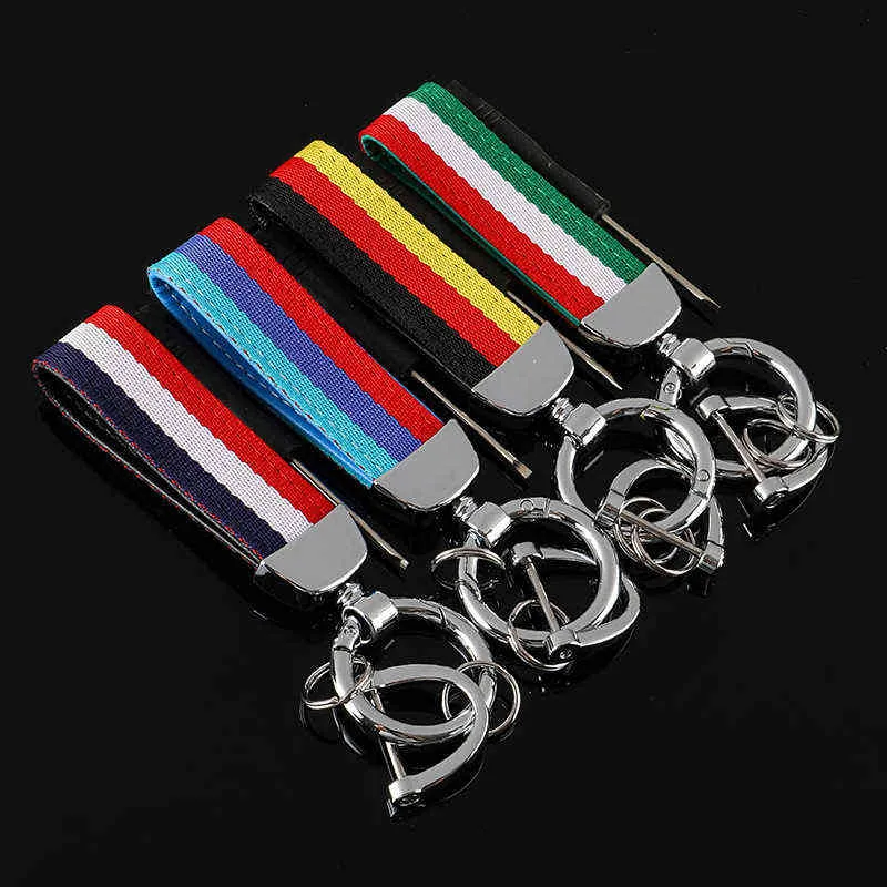 2021 Nieuwe Duitse Italiaanse Britse schatmodel Vlag Tricolor Lint Auto Metalen sleutelhanger Tas Pendanger G220421