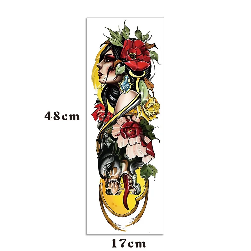 New Beauty Beast Full Arm Temporary Tattoo Sticker Set Uomo Donna Impermeabile Protezione ambientale Personalità Art Fake Tattoo