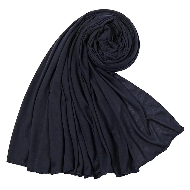 Foulards pièces Premium coton Jersey Hijab écharpe femmes solide châle extensible foulard musulman bandeau Maxi Hijabs ensembleScarves306L