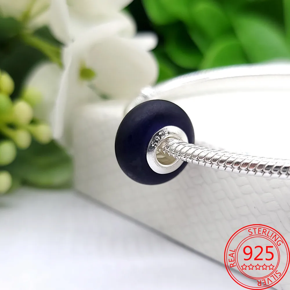 925 Silver Fit Pandora Charm 925 Bracelet Colorful Murano Glass Beads Glass Ripple Charms مجموعة قلادة DIY غرامة حبات المجوهرات