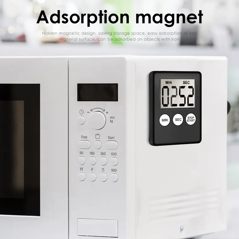 주방 타이머 디지털 마그네틱 요리 베이킹 LCD 카운트 다운 시끄러운 알람 카운트 다운 알람 자석 수면 시계