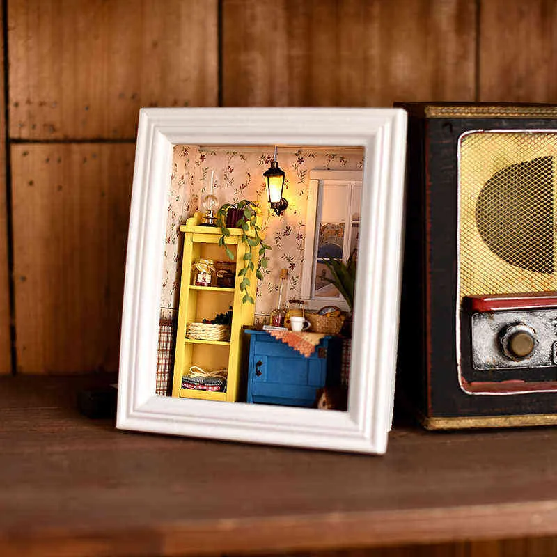 Maison de poupée Miniature avec cadre en bois, bricolage, Kit de meubles avec LED, jouets pour enfants, cadeau de noël