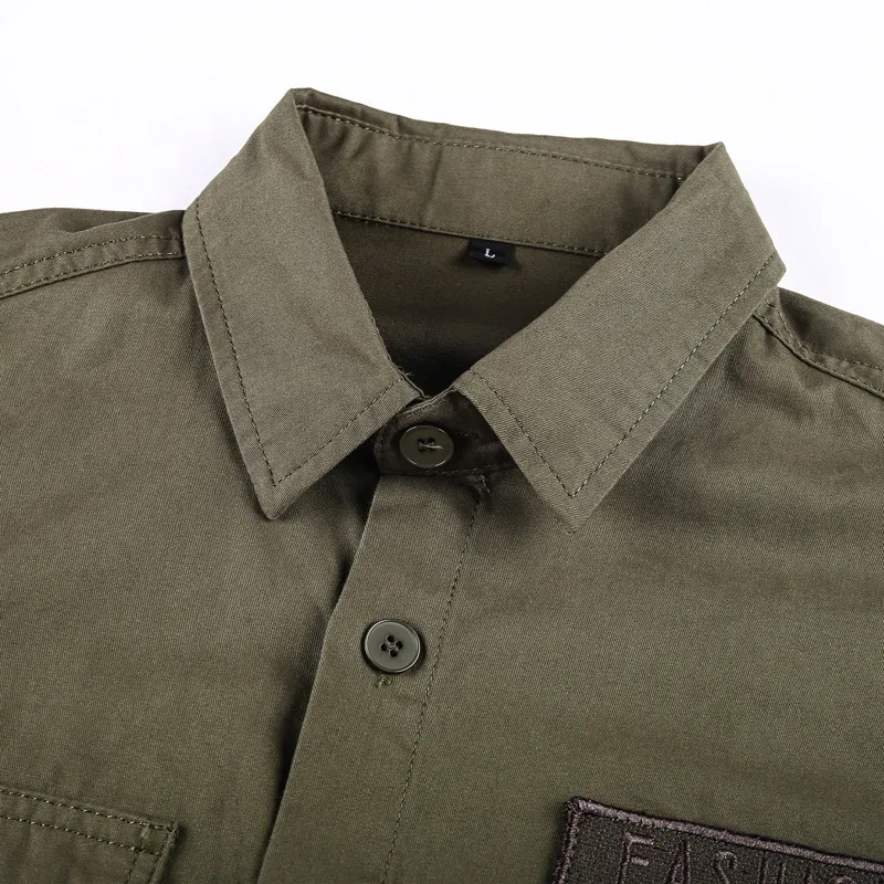 Chemise militaire hommes à manches longues 100% coton armée vert hommes chemises printemps automne haute qualité Camiseta Masculina homme vêtements 220401