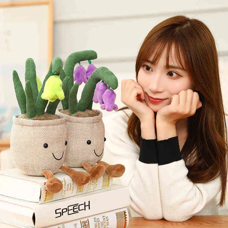 Cm Kawaii plantes en pot en peluche doux rempli Anime Simulation Cactus Bluebell fleur décor à la maison pour amis cadeaux J220704