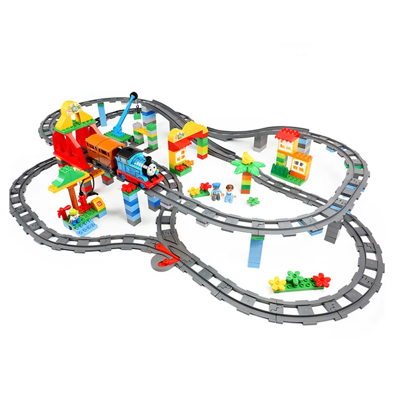 Transport ferroviaire blocs de construction de grande taille accessoires de piste créatifs assembler des jouets pour enfants briques compatibles ensemble de Train de ville 220715