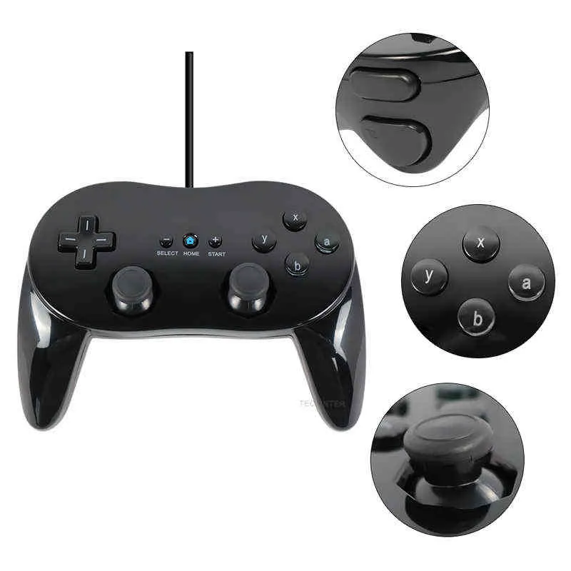 Branco/preto Novo Clássico Controlador de jogo com fio Gaming Pro Controle de jogo remoto Gamepad Joypad Compatível com Nintendo Wii H220421