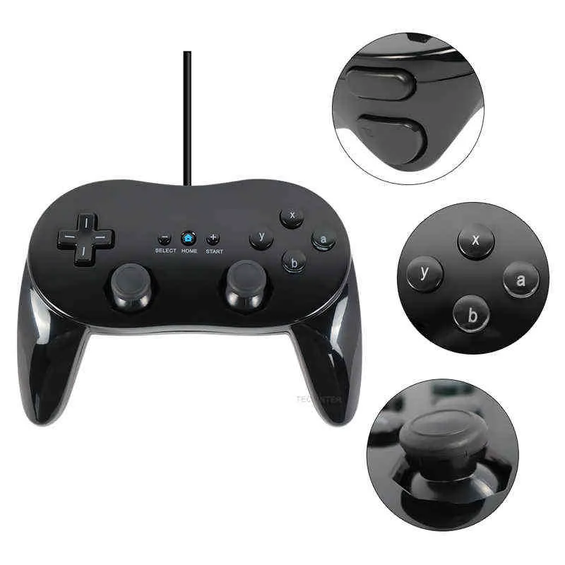 White/Black New Classic Wired Game Controller Gaming Pro Remote Game Controller Gamepad Joypad Joystick Compatible Nintendo Wii H220421