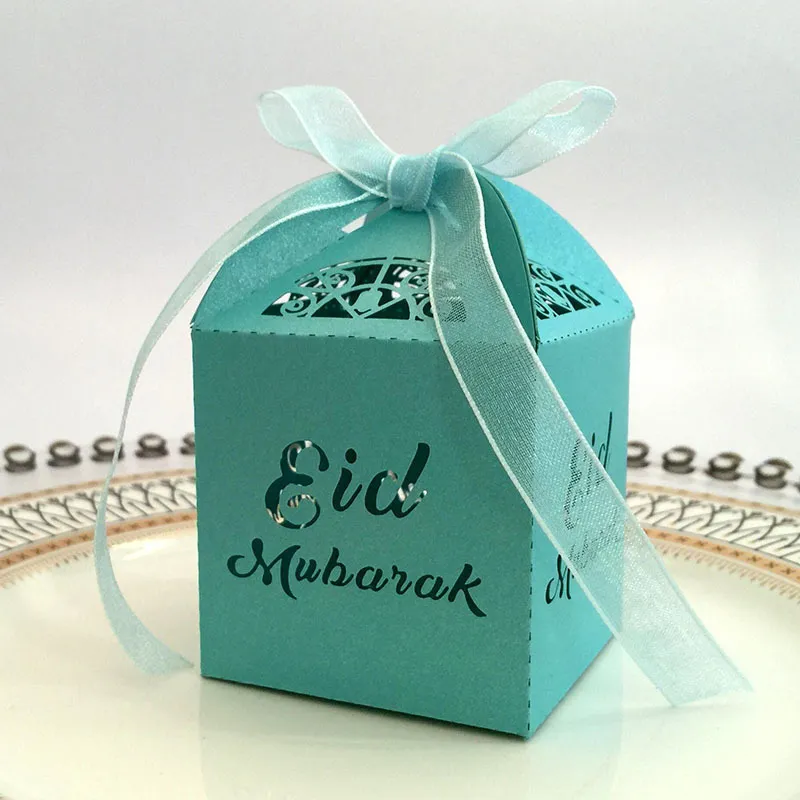 10 pièces Laser Cut cadeau décoration boîte à bonbons pour Eid Mubarak Hajj Ramadan musulman événement fête faveurs décorations 220707