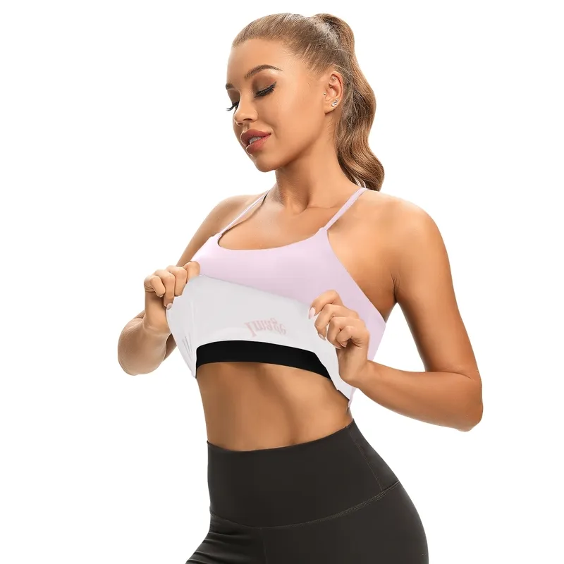 Modèle personnalisé soutien-gorge de sport rembourré entraînement culture Yoga hauts de soutien-gorge pour femmes entraînement sport Yoga soutiens-gorge débardeurs haut court 220616