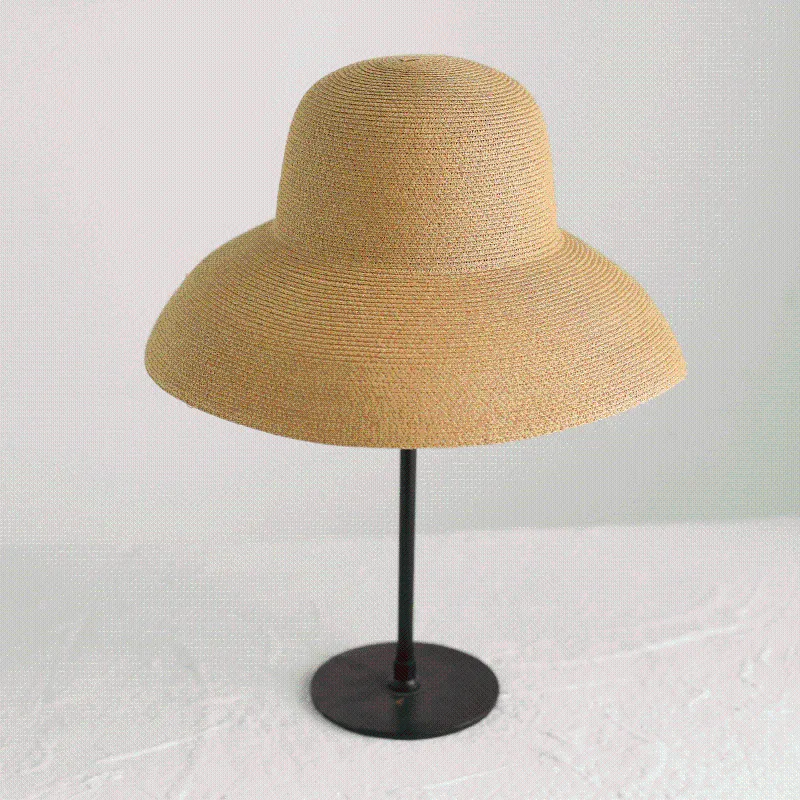 Large bord chapeaux chapeau de paille femme été grand écran solaire français Hepburn vent soleil plage pêcheur pliable femme large wend22270l