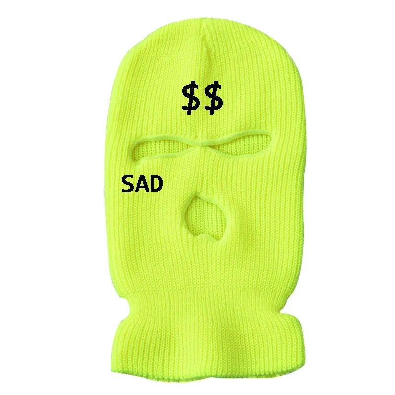 Ski Mask Knit Hat Face Cover Winter Balaclava Full Face Mask for Outdoor Sports CS 3 Hole Party Embroidery Beanies Caps 220524