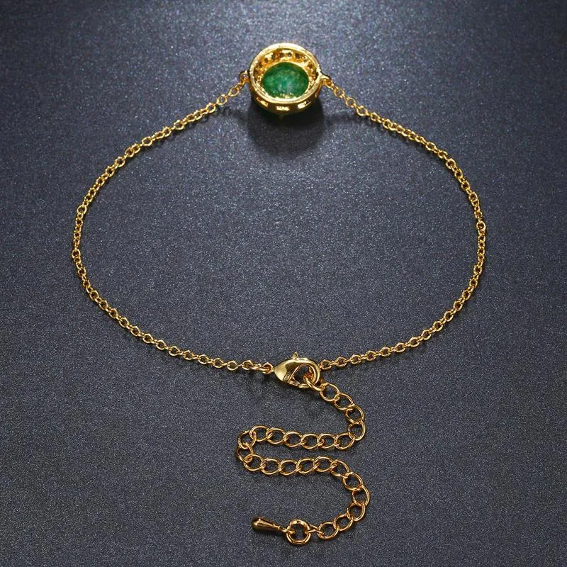 Charm armband mode guld färg runda strass kedja länk armband semi ädelsten justerbara armlets smycken accessorie268s