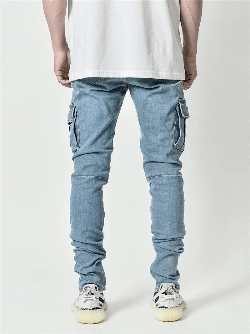 Pocket Men Jeans Casual Slim Denim Pants Byxor Male Plus Size Pencil Pants Denim Skinny Jeans For Men 220713