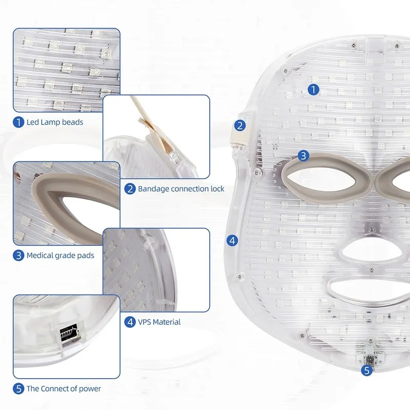 Nobox-foreverlily 7 kolorów LED twarz maska ​​pognienka terapia światła odmładzanie skóry