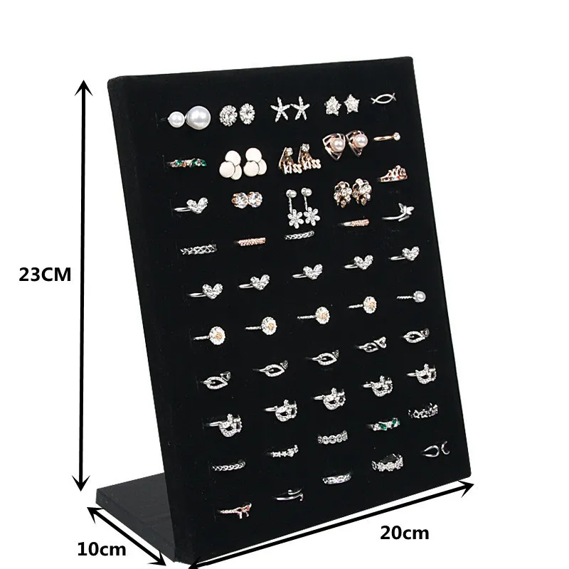 Svart/grå sammet Display Case Jewelry Ring Displays Stand Board Holder Storage Box Plate Organizer 20*10*23cm 220510