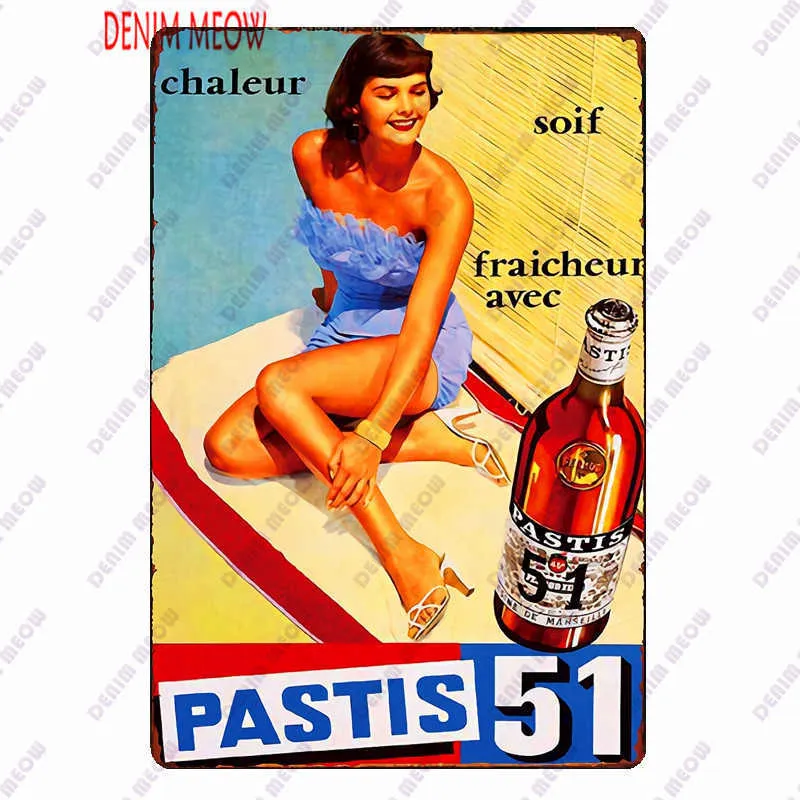 Vintage Ricard Beer Plack Metal Tin Sign Absolut Wine Poster Dekorativ väggkonst klistermärke Retro Plate Pub Club Bar Decor3339917