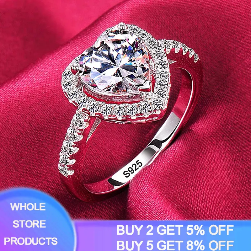 Luxe 18K Or Blanc Couleur Tibétain Argent 925 Bague Coupe Ronde Zircone Diamant Mariage Bande De Fiançailles Bijoux De Mariée Femmes Cadeau 220728