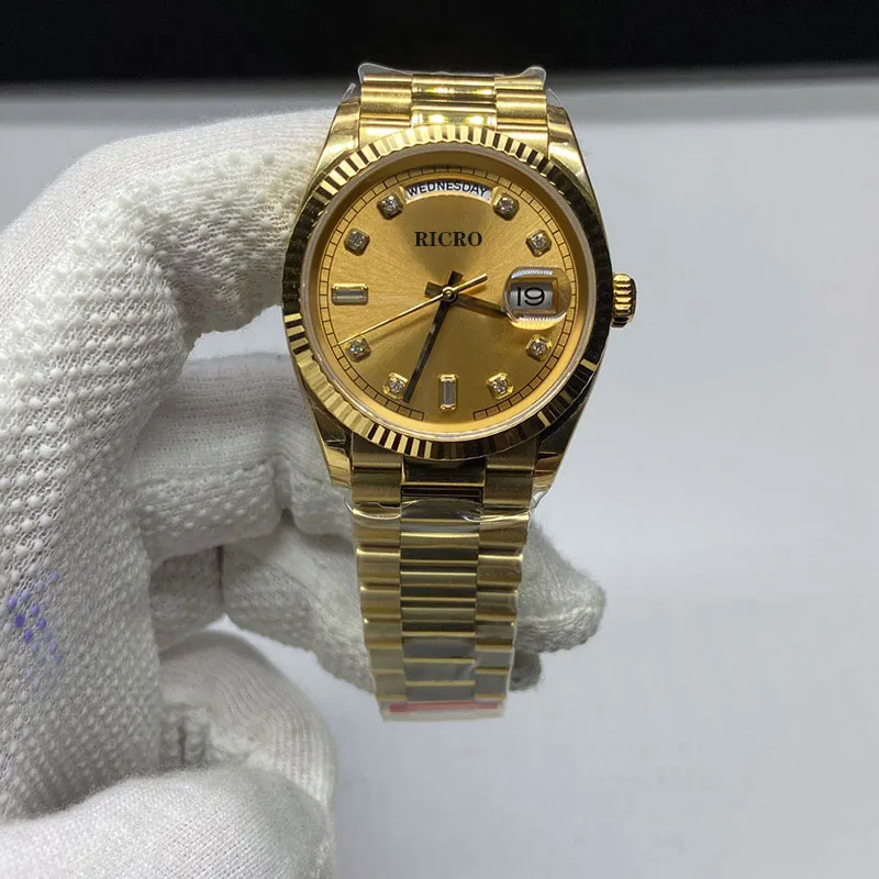 EW Factory Luxury Mechanical Men's Watch 36mm2836 Automatic Sport Diamond Index Dial225H