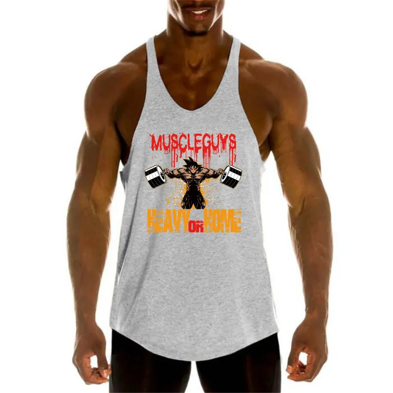 Bodybuilding stringer Tank Top Men Fitness Clothing Y Back Gym Sleeveless Shirt Cotton O Neck sports Stringer vest 220630278d