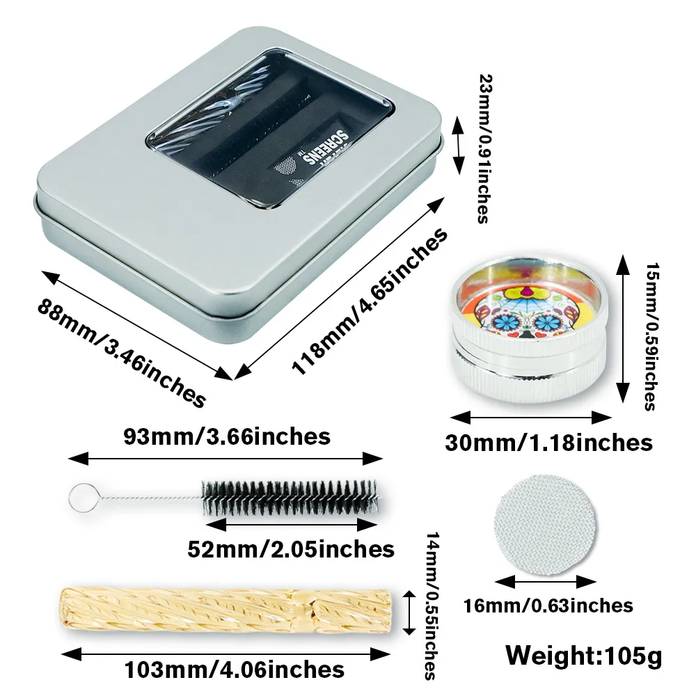 Draagbare glazen pijp ingesteld voor SMKoing Small Pipes Kit met tabakslijsten Mesh Reinigingsborstel Rookaccessoires Geschenk voor mannen