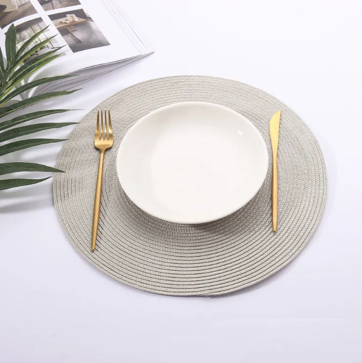 PP Dining Table Mat Woven Placemat Pad Heat Resistant Bowls Coffee Cups Coaster Tableware For Home Kitchen Party Supply 220627