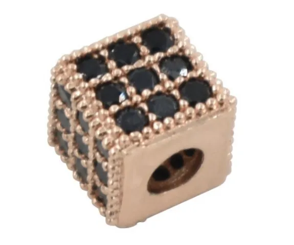 Cubo de 6 mm Micro pavimento CZ cubic zircônia espaçadora colar de bracelete de cristal de metal de latão para diy fazendo hot6f