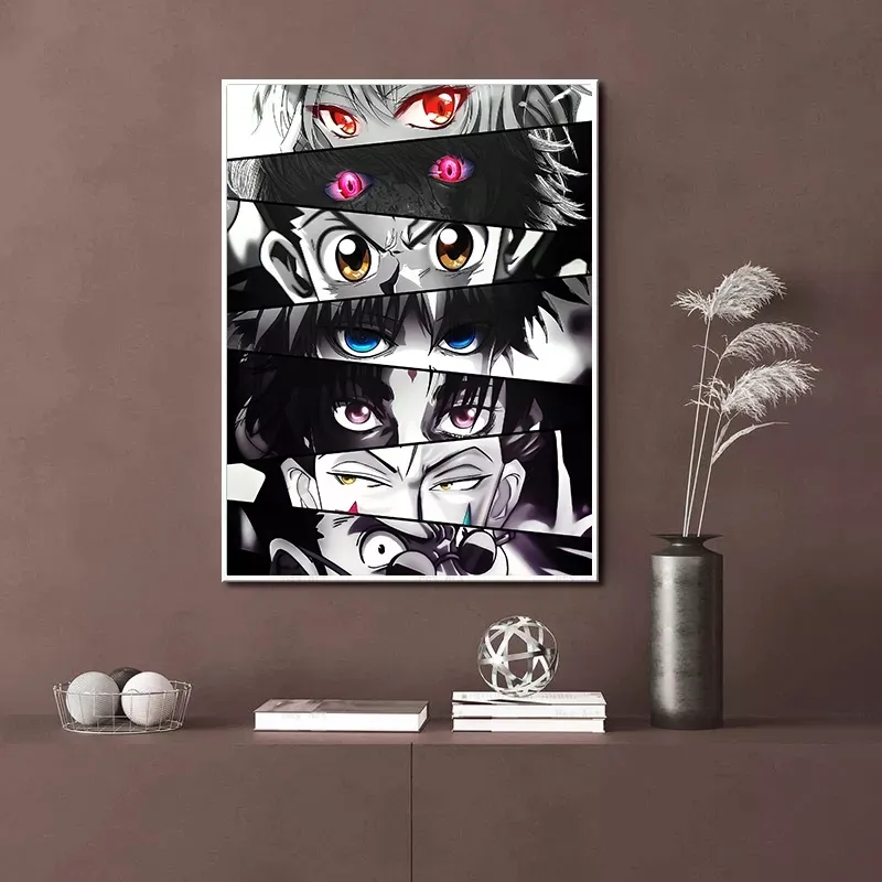 Postacie z anime oczy plakaty i druki płótno dekoracja ścienna wydruki do salonu strona główna Unframed Decor malarstwo Cuadros