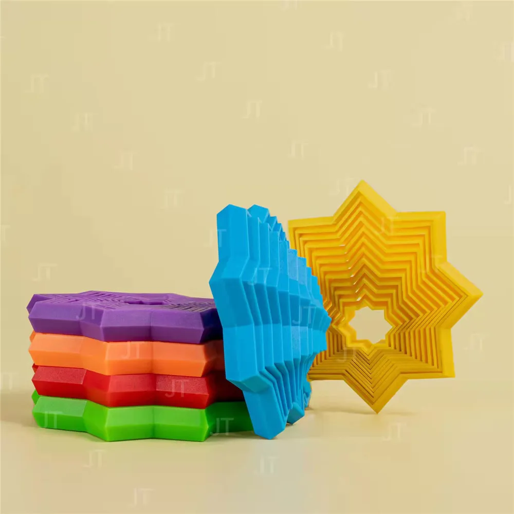 3D Magical Stars Meteor Tower Octagon Silicone Novelty Decompression Stereo Circle Transform Toys To Stack Sort Kids Sensory Toy