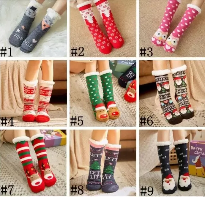 Calzini in maglia natalizia Cartone animato di Natale Tree House Womens Sherpa Ferpa Fikece Foresine Termal Socks-Christmas Decorations 16Styles C0720G02258e