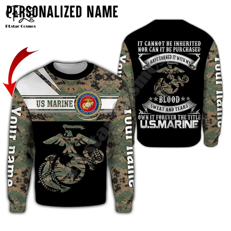 PLstar Cosmos USMC Marine Corps 3D Printed Fashion Hoodies Sweatshirts Zip Hooded For Man Woman Casual Streetwear U14 220706