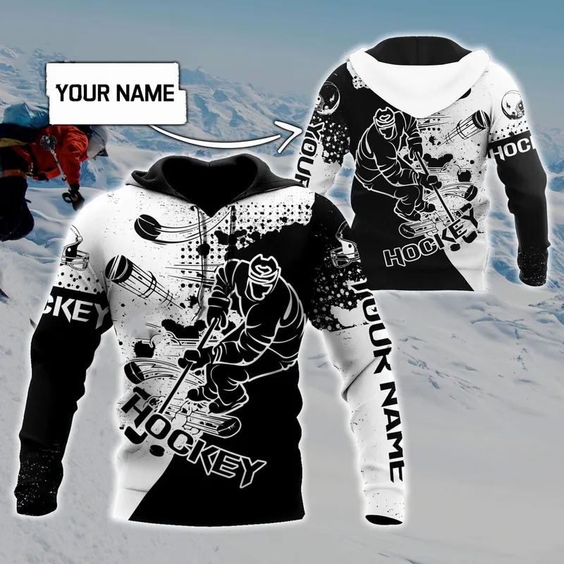 Donker plstar 3D geprinte hockey aangepaste naam satan cadeau Harajuku streetwear pullover casual unisex hoodies sweatshirt zip stijl 2 220704GX