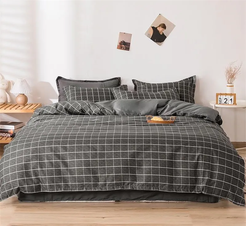 4 pçs designer cama consoladores conjuntos de cama conjunto fibra poliéster doméstico breve planta fronha conjuntos capa edredão confortável blanke310e