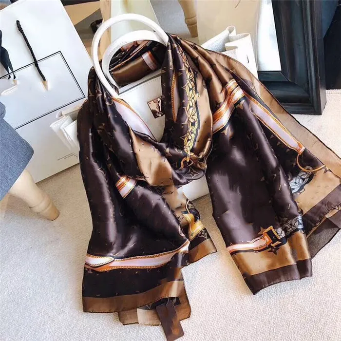 brand 100% pure silk scarf for women new spring design chain style long scarf wrap label 180x90Cm shawl226Y