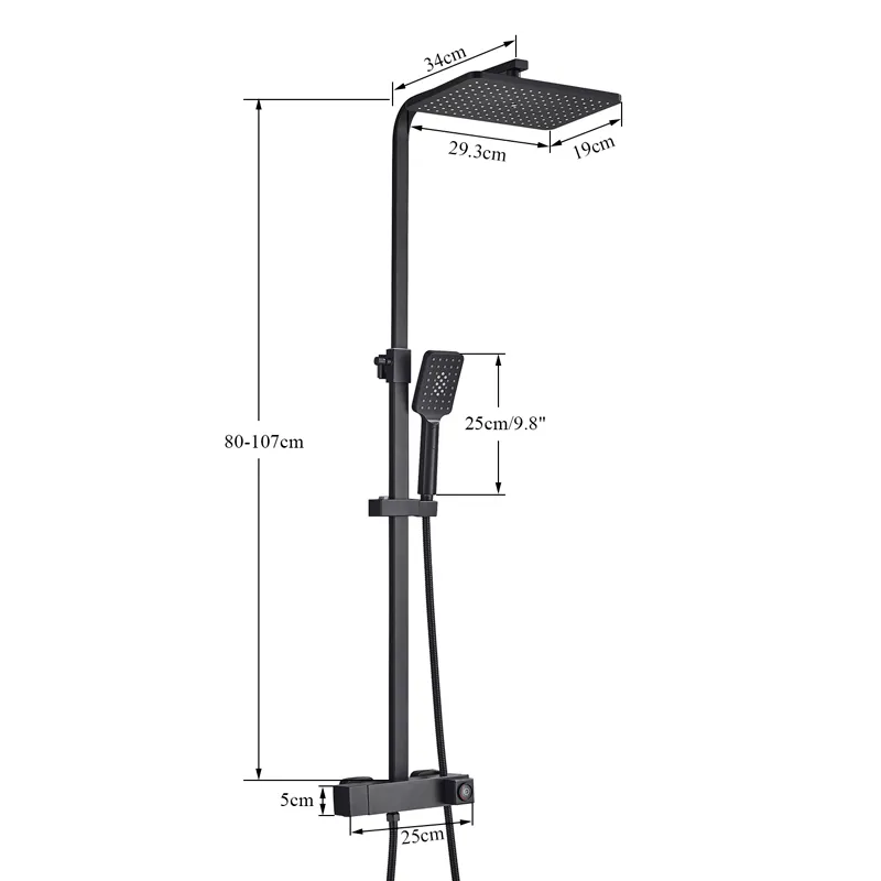 Svart eller krom ny design dusch modern kombination badrum regnfall duschhuvud varm kall väggmix mixer kran europen typ