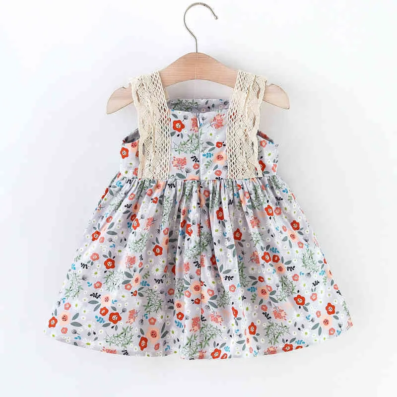 Zomermode 2022 Nieuwe kinderen Girls Vest Dress Kids Flower Mouwloze jurken Girl Jurk Teuter Baby Lace Princess -jurken G220518