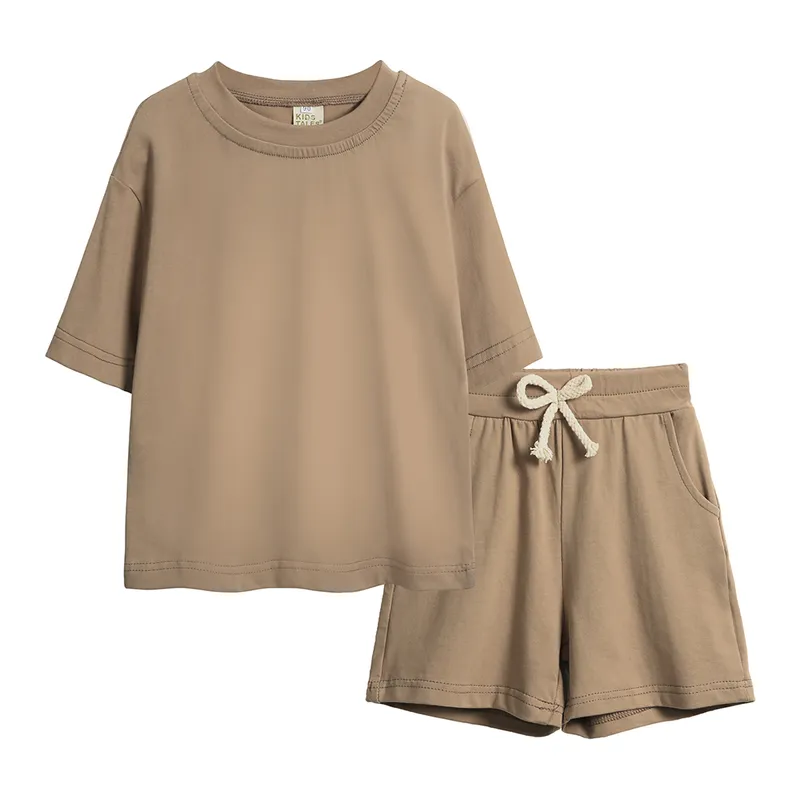 2 szt. Nowość Lato Baby Boy Sport Sets Ubrania Girls Odzież Solidna top T -Shirt Shorts Dzieci Dostosowanie dla Kid 220620