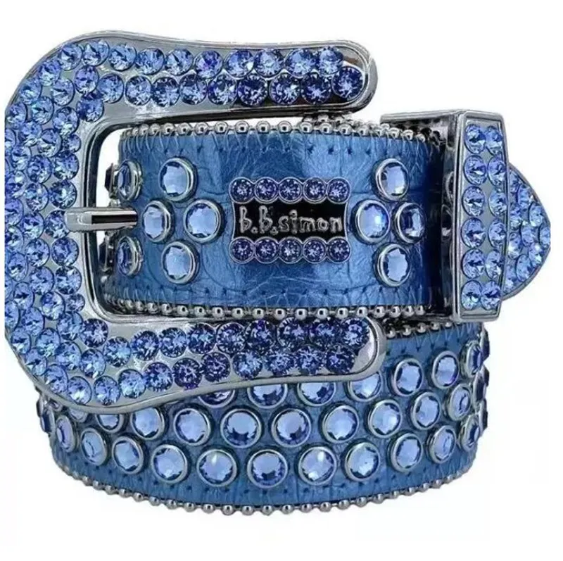 985 Designer Bb Cinto Simon Cintos para Homens Mulheres Cinto de diamante brilhante Preto em Preto Azul branco multicolorido com strass brilhantes como 274M