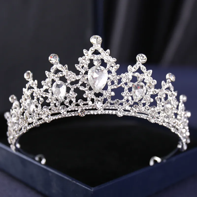 Coroas de cristais de cor prata e tiaras coroas barrocas da coroa vintage Tiara para mulheres concursos de noiva para o casamento de diadema de casamento 220726