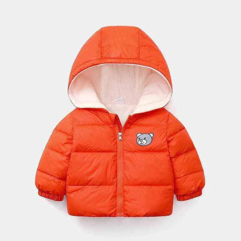 Nya barnkläder barn ner quiltad jacka förtjockad tecknad baby vikar kläder huva flickor vinter jacka för 1-6 år j220718