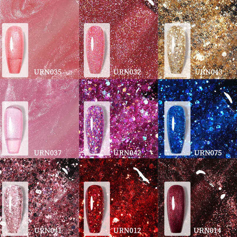 NXY Żel do paznokci 10 sztuk Glitter Polski Zestawy Zestawy Semi Stałe Soak Off UV LED Lakier do manicure 0328