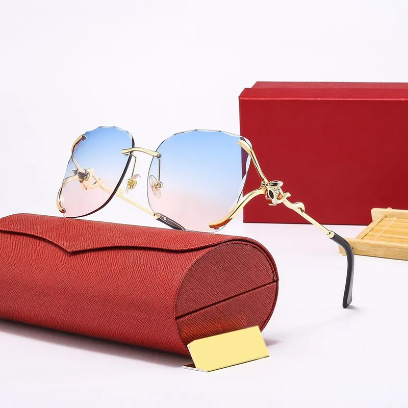 Kadınlar için Moda Güneş Gözlüğü Karto Tasarımcı Gözlükleri Adam Klasik Metal Çerçeve Kesim Lens Polaroid Goggles Gradyan Mavi Güneşlik GL241M