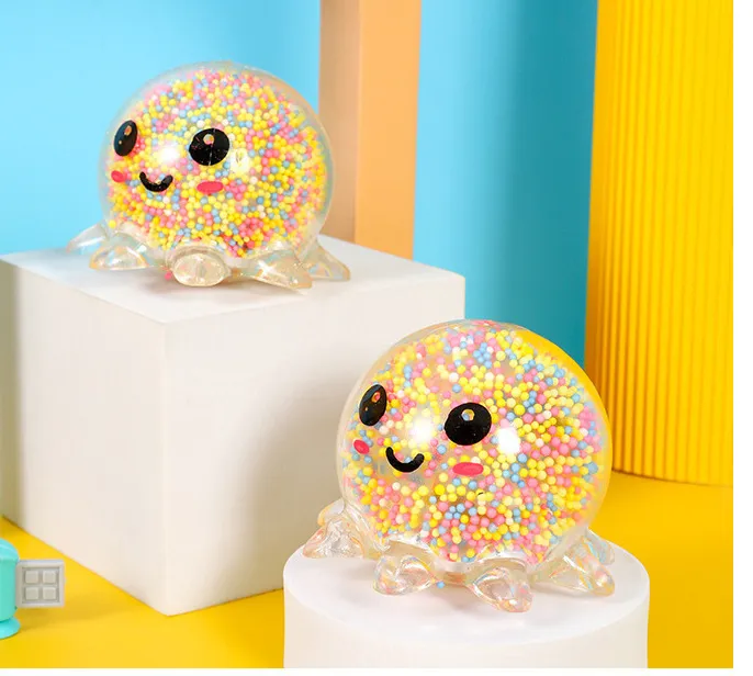 Glowing Light Squid Vent Ball Squeeze Toys Décompression Bubble Octopus Soulagement du stress Cadeau pour les enfants AK411 220708