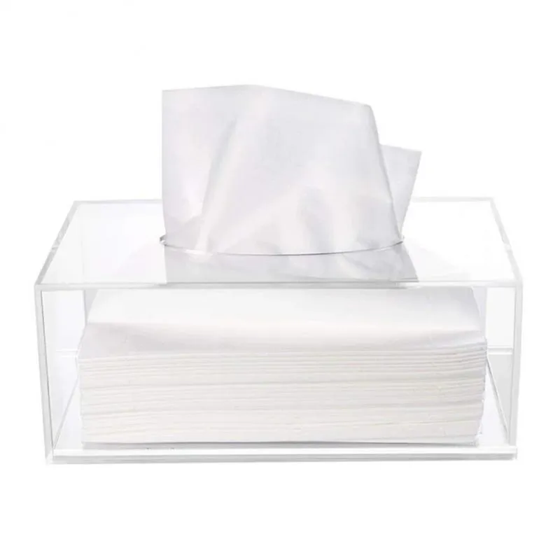 Acrylique Transparent boîte à mouchoirs porte-papier de bureau distributeur stockage serviette étui organisateur décor à la maison conteneur 220523