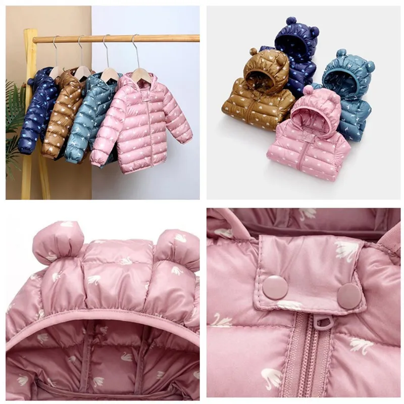 Jackets Cute Baby Girls Jacket Kids Boys Light Down Coats With Ear Hoodie Spring Girl Clothes Infant Childrens Clothing For Coat 220826