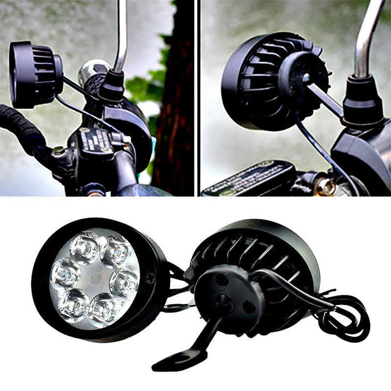 2 stks Set Verlichting Motorcycle Scooter Koplamp Mist Rijverlichting Moto Voorhoofdlamp 6 LED Explorers 12V-85V White Super Bright